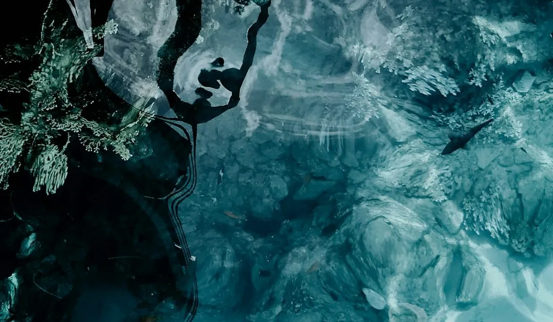 Image of a frozen lake in the winter with ice that is starting to break into pieces