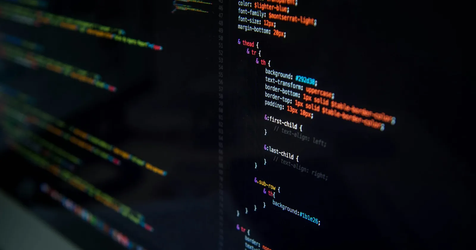 An image of a code editor displaying CSS / SASS code