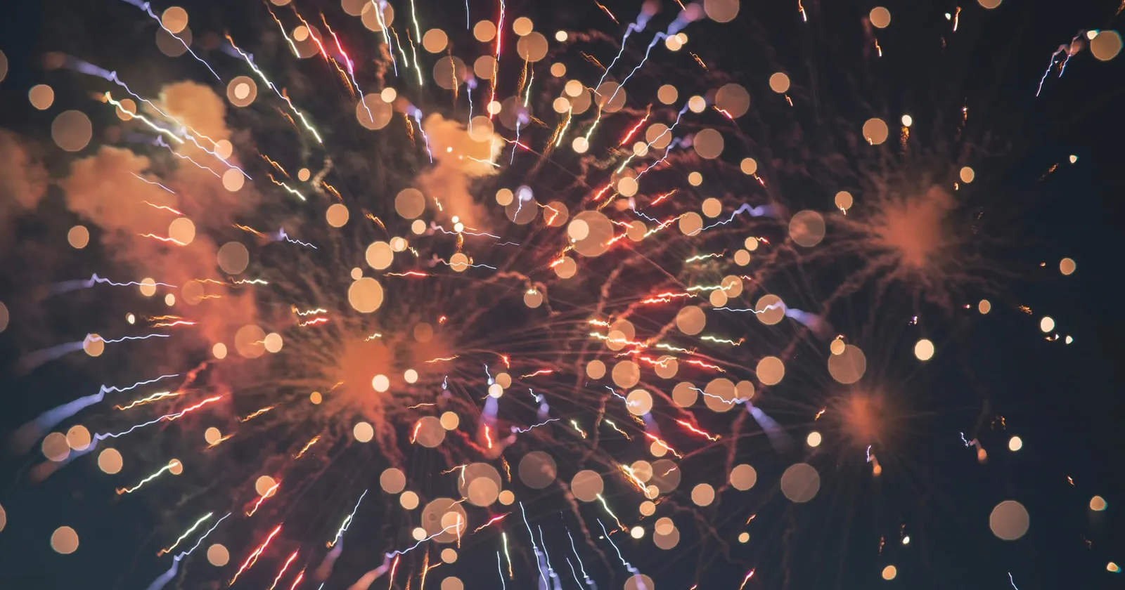 Slow motion picture of fireworks at night