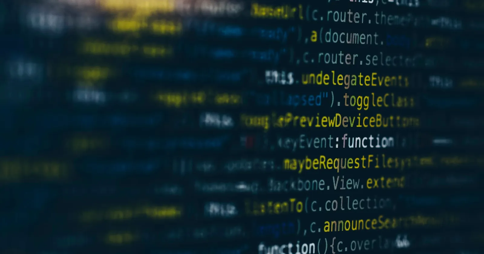 An abstract image of javascript code up close