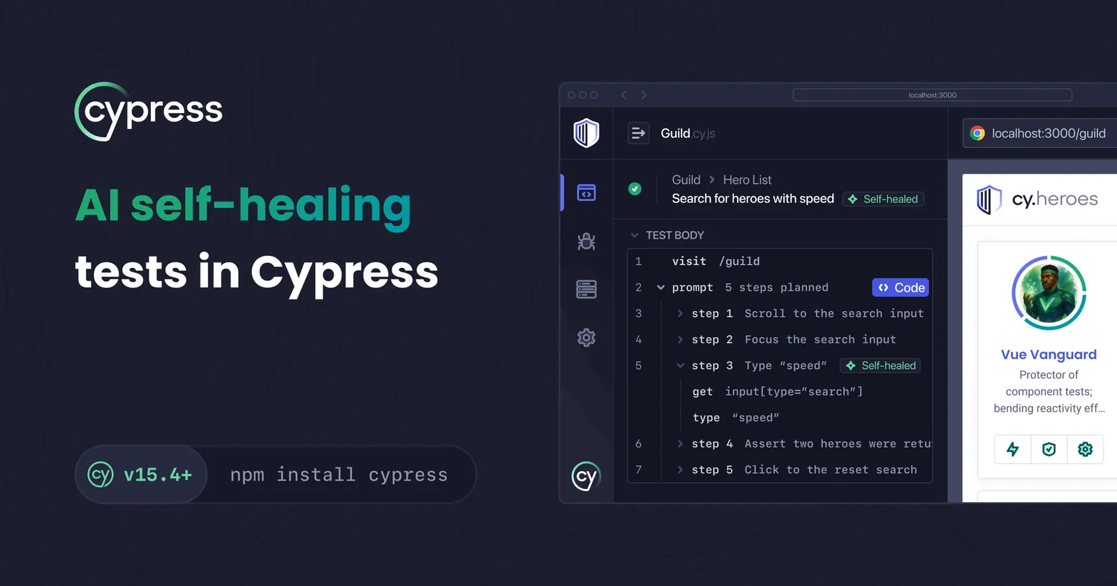 Self-healing tests with Cypress AI